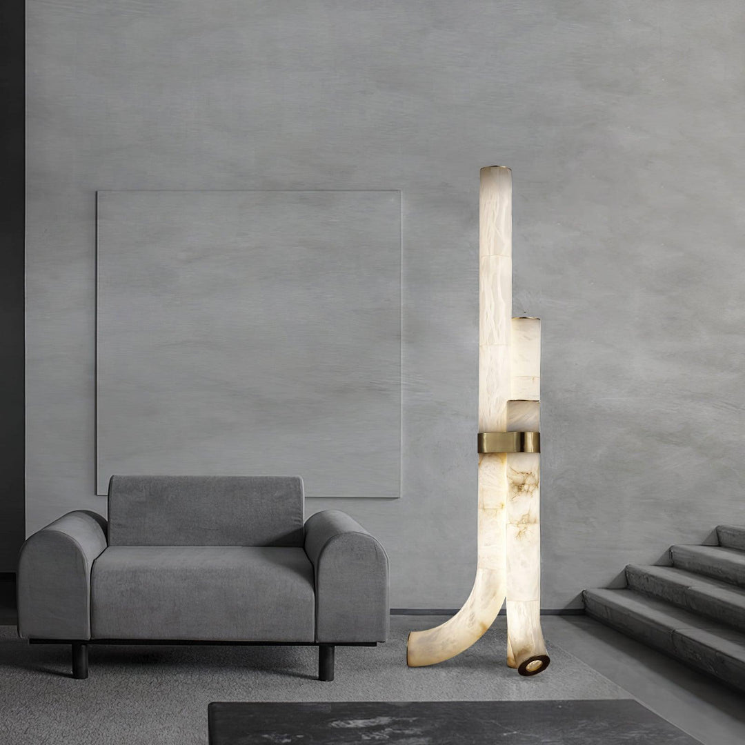 Jade Alabaster Curved Whimsical Floor Lamp Living Room Bedroom