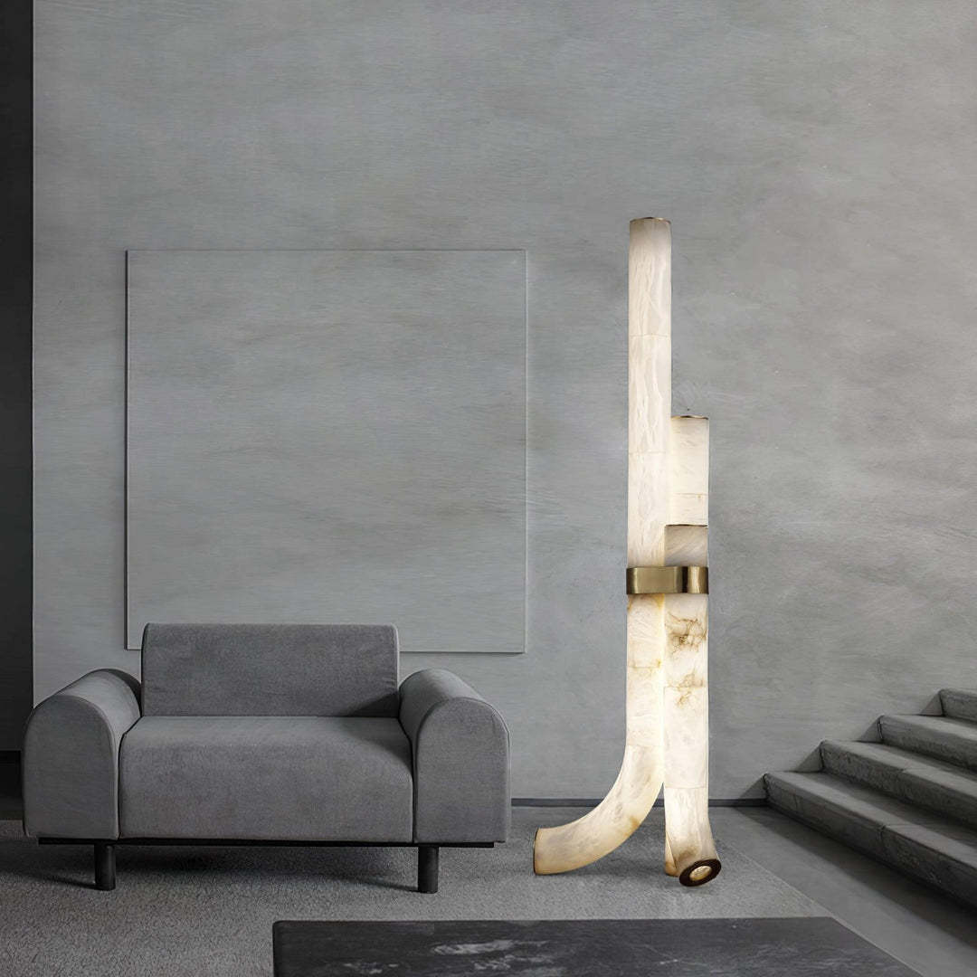 Jade Alabaster Curved Whimsical Floor Lamp Living Room Bedroom