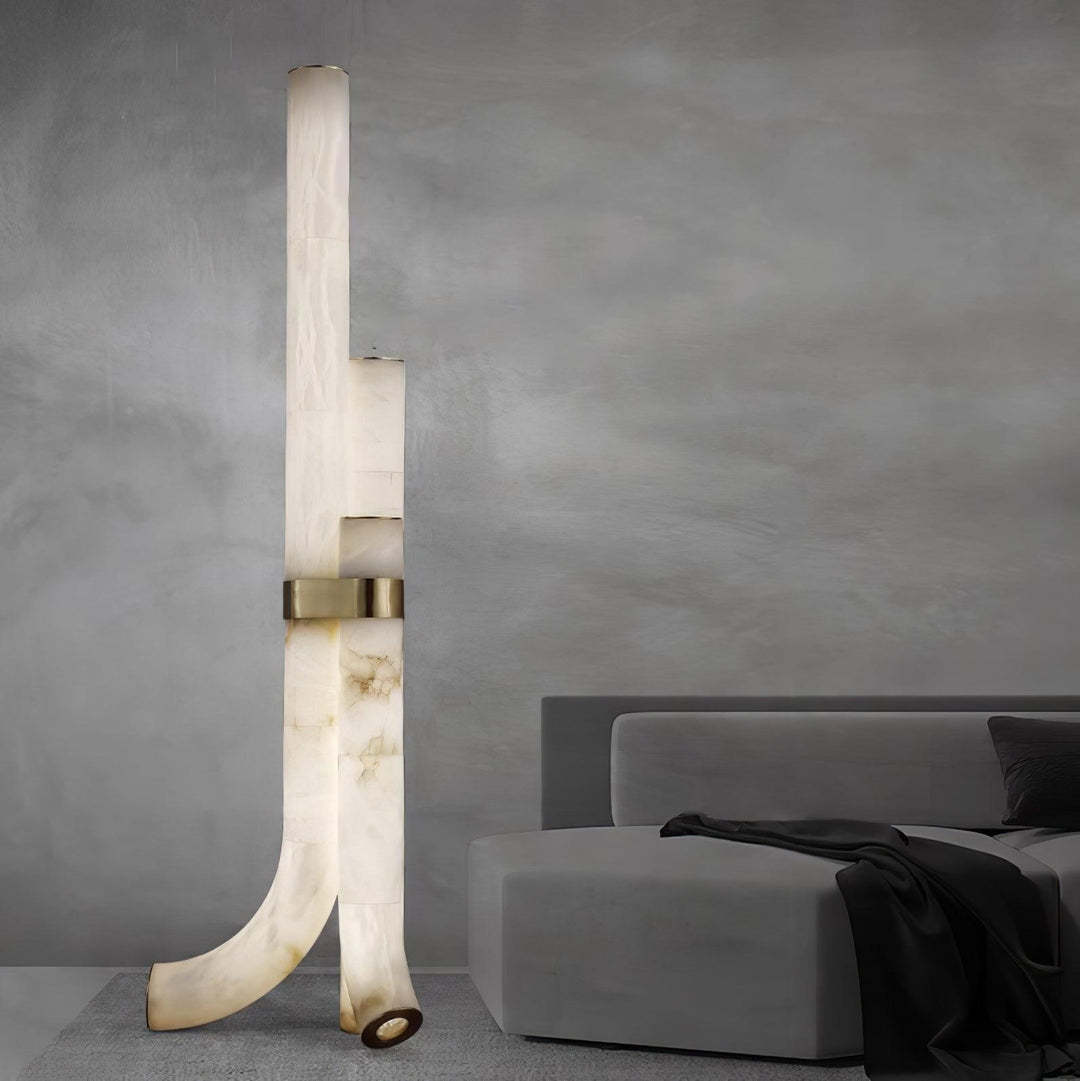 Jade Alabaster Curved Whimsical Floor Lamp Living Room Bedroom