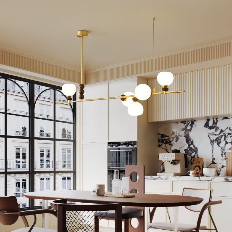 Edge Vintage Metal Wood Glass Pendant Light Dining Room Bedroom