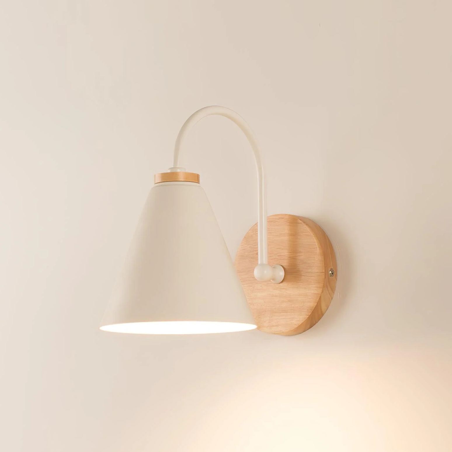 Ozawa Minimalism White Metal Wood Wall Lamp Dining Room Bedroom