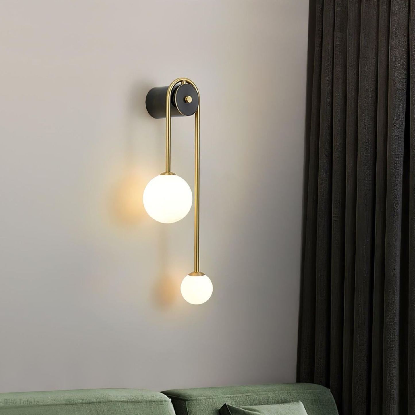 Edge Minimalism Metal Gray Black Brass Glass Wall Lamp Bedroom Living Room