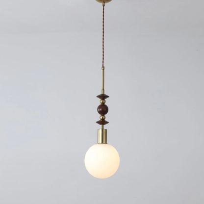 Hailie Minimalism Metal Glass Wood Pendant Light Bedroom Living Room