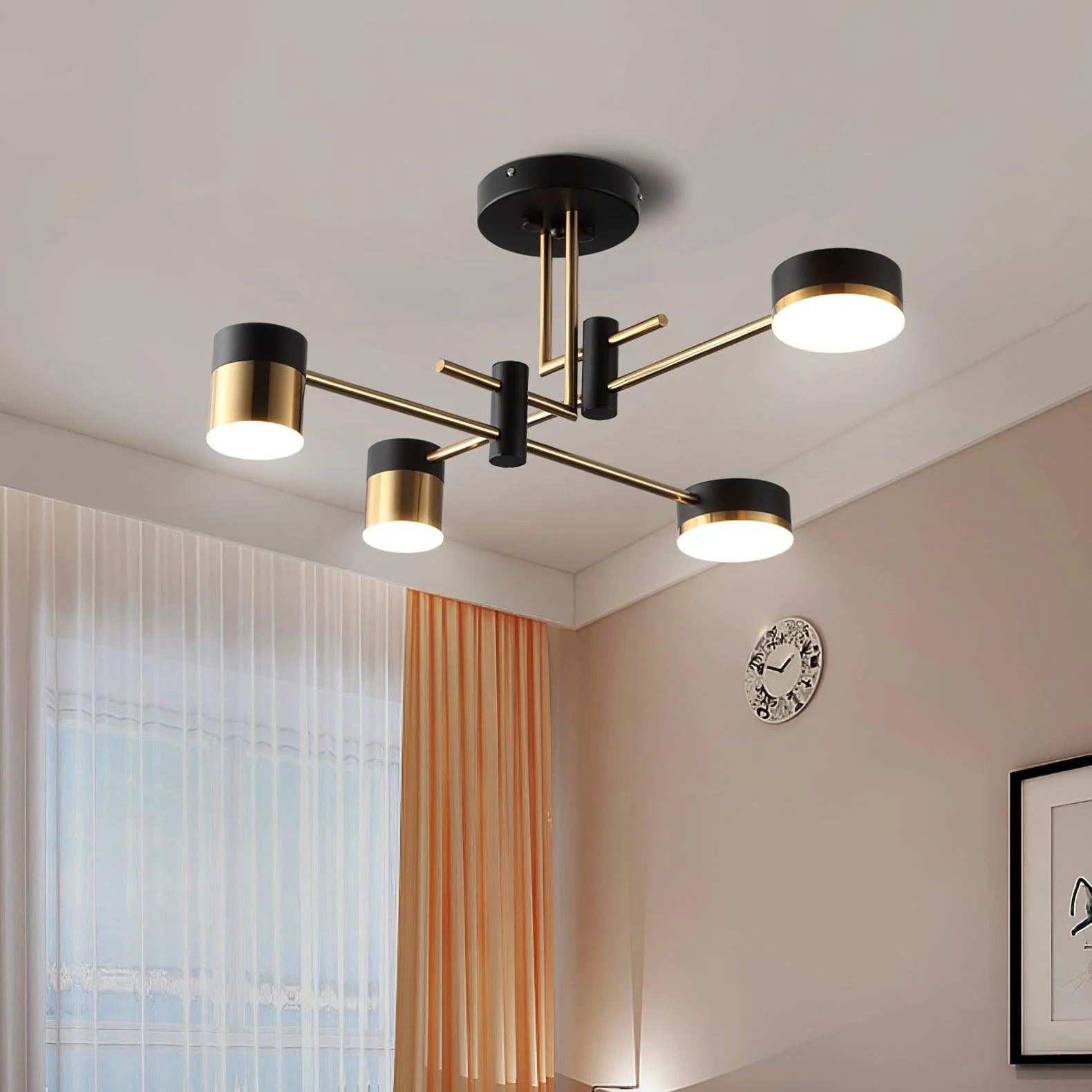 Valentina Modern Gold Black Metal Acrylic Pendant Light Bedroom Living Room