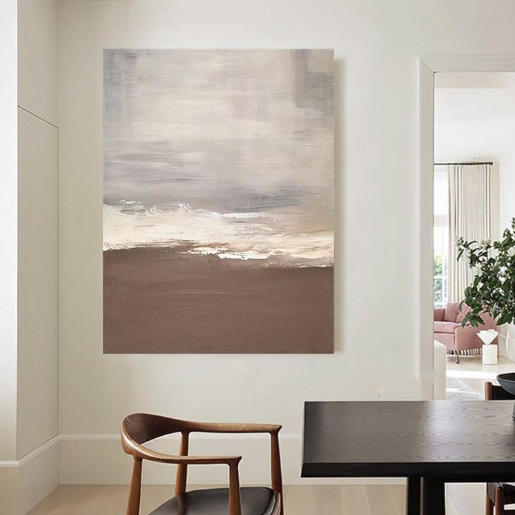Beach & Ocean Brown Oil Painting Canvas Wall Art Entrance Living Room