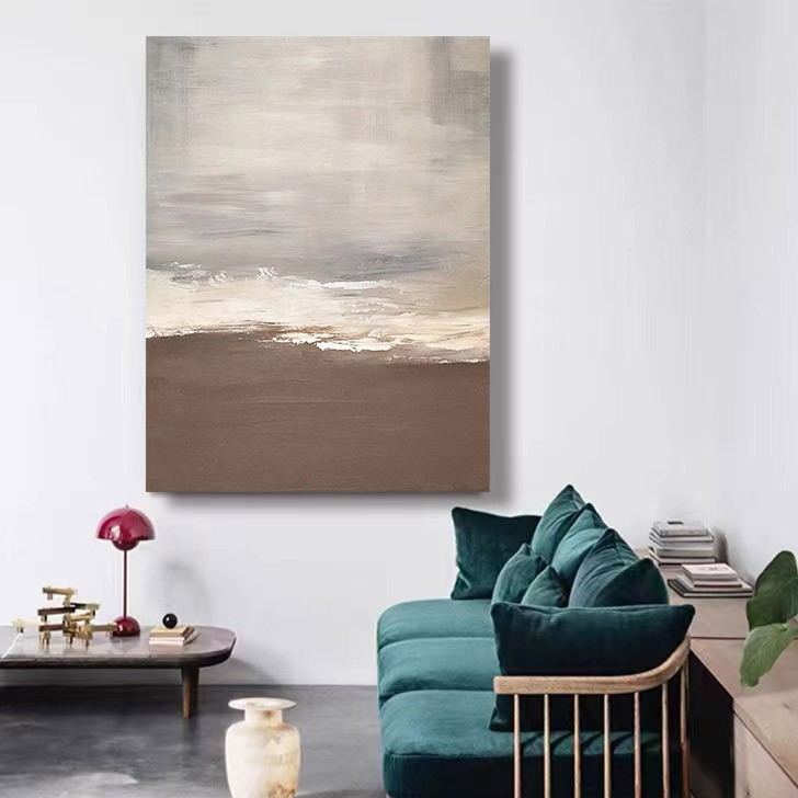 Beach & Ocean Brown Oil Painting Canvas Wall Art Entrance Living Room