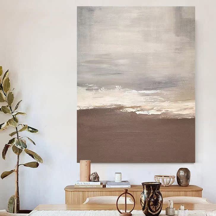 Beach & Ocean Brown Oil Painting Canvas Wall Art Entrance Living Room