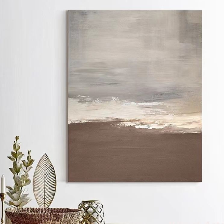 Beach & Ocean Brown Oil Painting Canvas Wall Art Entrance Living Room