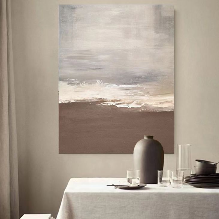 Beach & Ocean Brown Oil Painting Canvas Wall Art Entrance Living Room