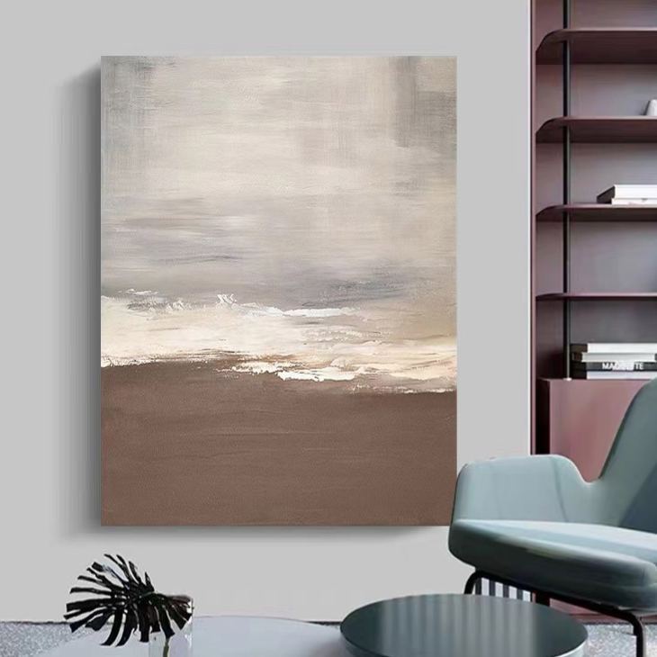 Beach & Ocean Brown Oil Painting Canvas Wall Art Entrance Living Room