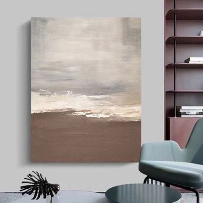 Beach & Ocean Brown Oil Painting Canvas Wall Art Entrance Living Room