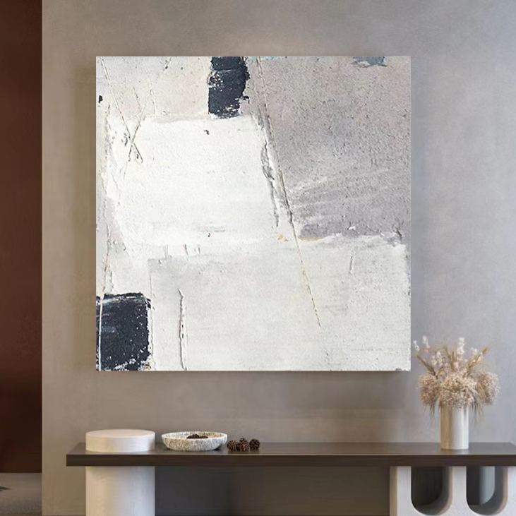 Abstract White Grey Oil Painting Canvas Wall Art Bedroom Living Room