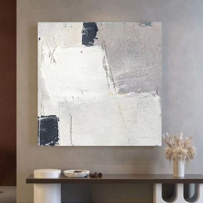 Abstract White Grey Oil Painting Canvas Wall Art Bedroom Living Room