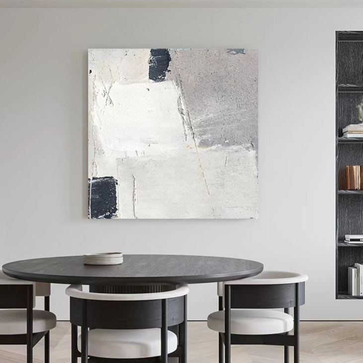 Abstract White Grey Oil Painting Canvas Wall Art Bedroom Living Room