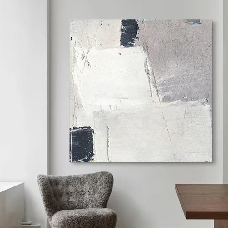 Abstract White Grey Oil Painting Canvas Wall Art Bedroom Living Room