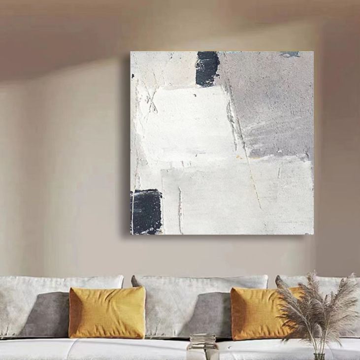 Abstract White Grey Oil Painting Canvas Wall Art Bedroom Living Room