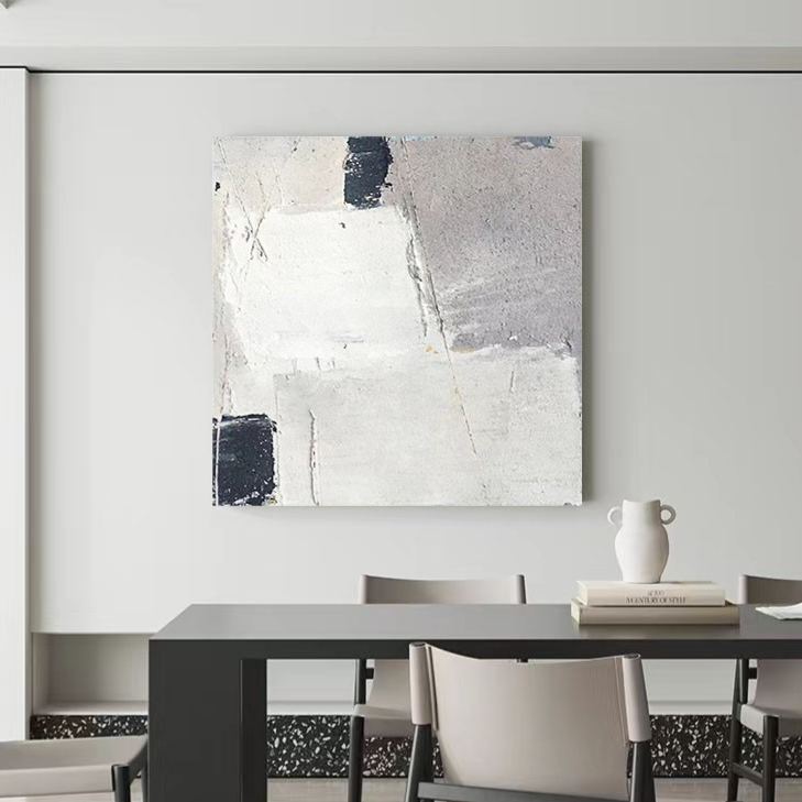 Abstract White Grey Oil Painting Canvas Wall Art Bedroom Living Room