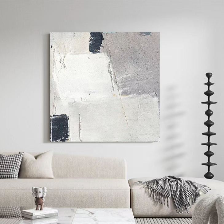 Abstract White Grey Oil Painting Canvas Wall Art Bedroom Living Room
