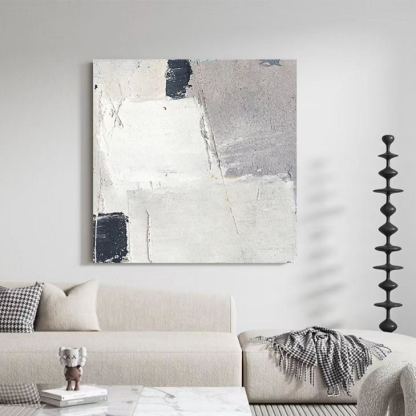 Abstract White Grey Oil Painting Canvas Wall Art Bedroom Living Room