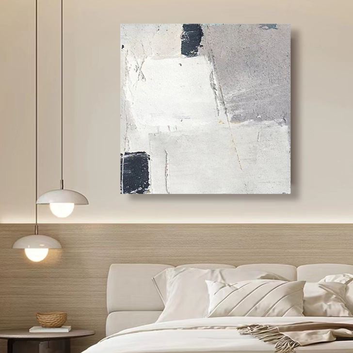 Abstract White Grey Oil Painting Canvas Wall Art Bedroom Living Room