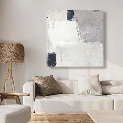 Abstract White Grey Oil Painting Canvas Wall Art Bedroom Living Room