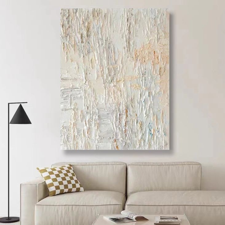 WABI-SABI White Oil Painting Canvas Wall Art Living Room Entrance
