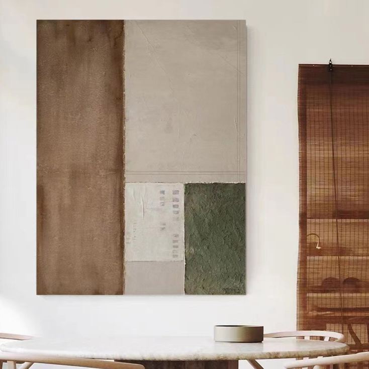 WABI-SABI Brown Green Oil Painting Canvas Wall Art Living Room Entrance