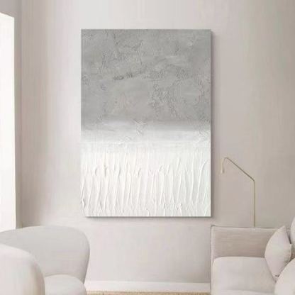 WABI-SABI White Gray Oil Painting Canvas Wall Art Living Room
