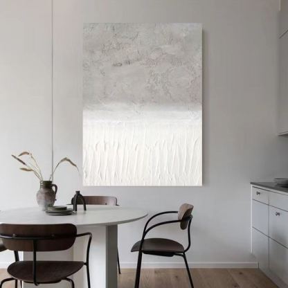 WABI-SABI White Gray Oil Painting Canvas Wall Art Living Room