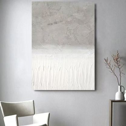 WABI-SABI White Gray Oil Painting Canvas Wall Art Living Room