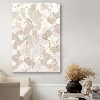 WABI-SABI Cream Gray Oil Painting Canvas Wall Art Living Room