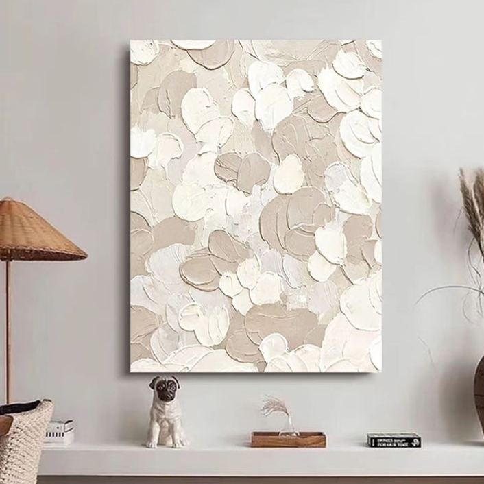 WABI-SABI Cream Gray Oil Painting Canvas Wall Art Living Room
