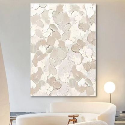 WABI-SABI Cream Gray Oil Painting Canvas Wall Art Living Room