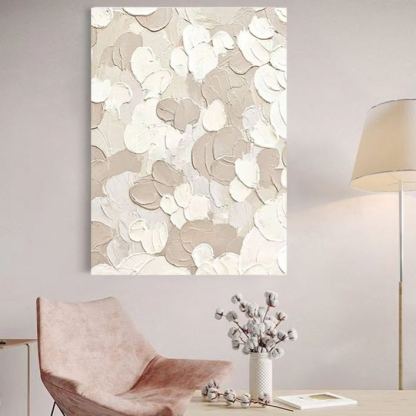 WABI-SABI Cream Gray Oil Painting Canvas Wall Art Living Room