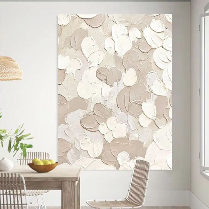 WABI-SABI Cream Gray Oil Painting Canvas Wall Art Living Room