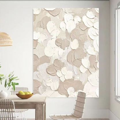 WABI-SABI Cream Gray Oil Painting Canvas Wall Art Living Room
