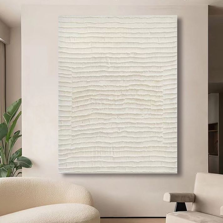 WABI-SABI Cream Oil Painting Canvas Wall Art Living Room