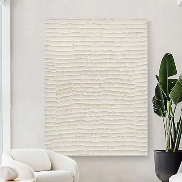 WABI-SABI Cream Oil Painting Canvas Wall Art Living Room