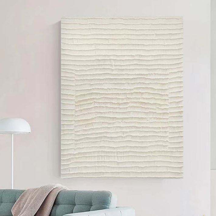 WABI-SABI Cream Oil Painting Canvas Wall Art Living Room