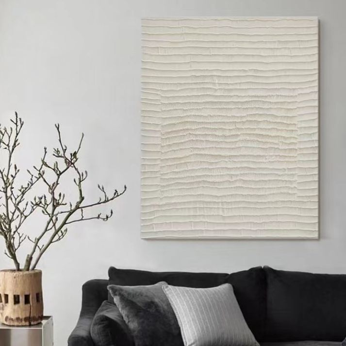 WABI-SABI Cream Oil Painting Canvas Wall Art Living Room