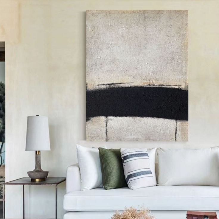 WABI-SABI Black White Oil Painting Canvas Wall Art Living Room Entrance