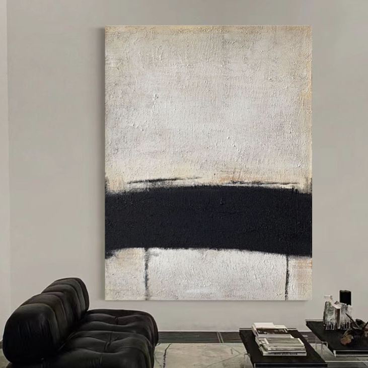 WABI-SABI Black White Oil Painting Canvas Wall Art Living Room Entrance