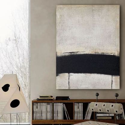 WABI-SABI Black White Oil Painting Canvas Wall Art Living Room Entrance