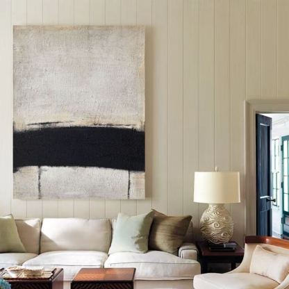 WABI-SABI Black White Oil Painting Canvas Wall Art Living Room Entrance