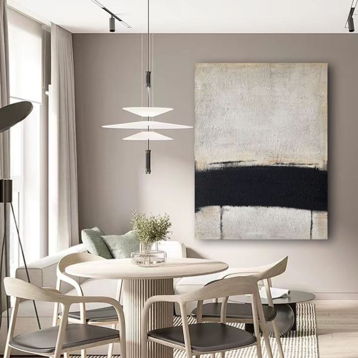WABI-SABI Black White Oil Painting Canvas Wall Art Living Room Entrance