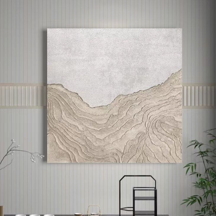 Landscape White Beige Oil Painting Canvas Wall Art Bedroom Living Room