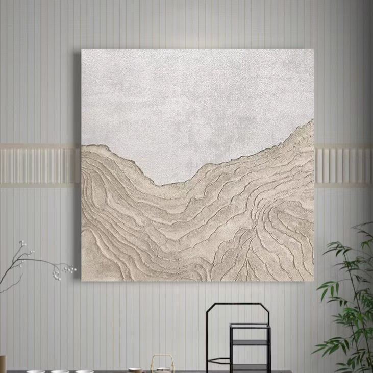 Landscape White Beige Oil Painting Canvas Wall Art Bedroom Living Room