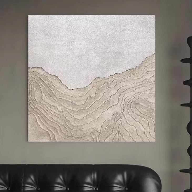 Landscape White Beige Oil Painting Canvas Wall Art Bedroom Living Room
