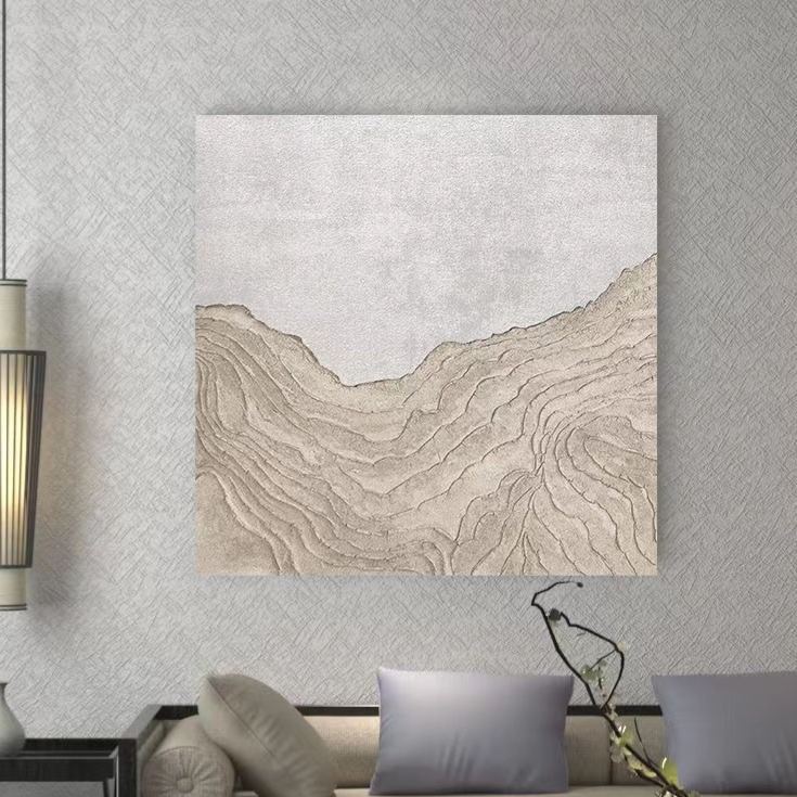 Landscape White Beige Oil Painting Canvas Wall Art Bedroom Living Room