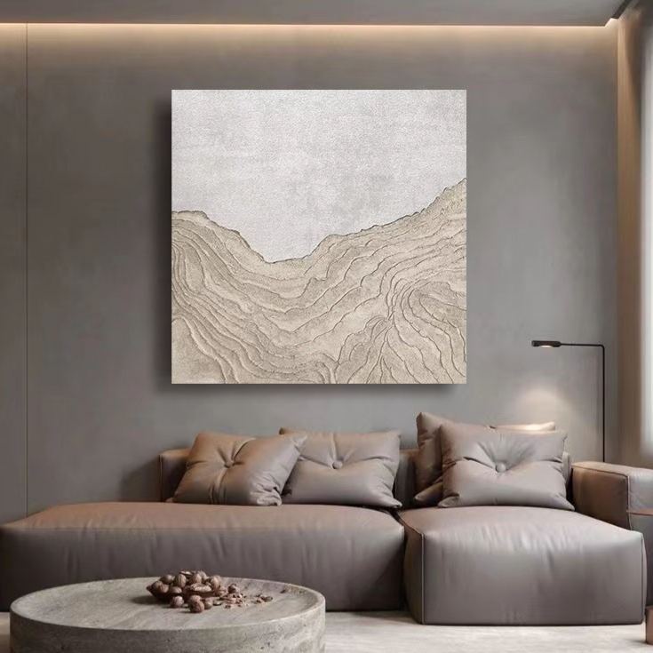 Landscape White Beige Oil Painting Canvas Wall Art Bedroom Living Room